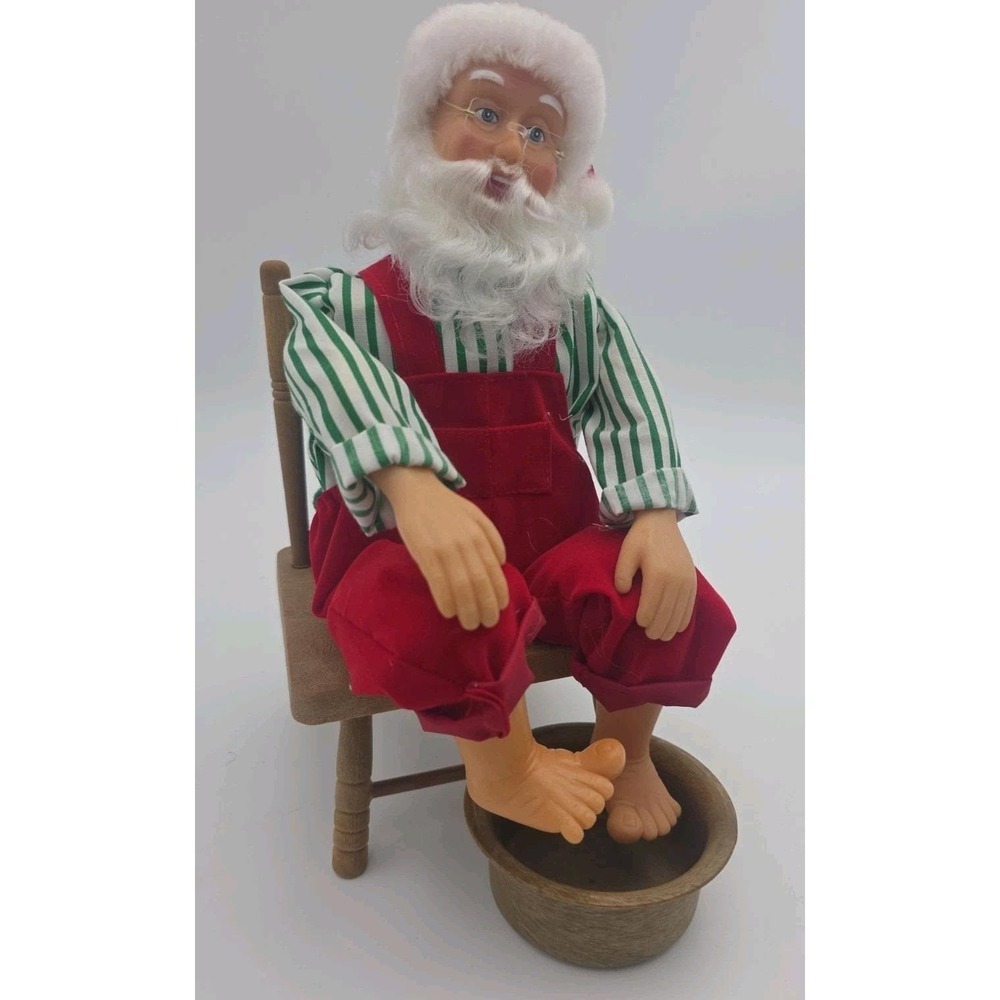VTG 1995 Gemmy Animated Santa Soaking His Feet In Tub Pale in Box with Music